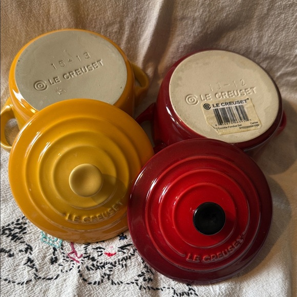 Le Creuset Yellow and Red Mini Cocottes Set - Picture 3 of 6